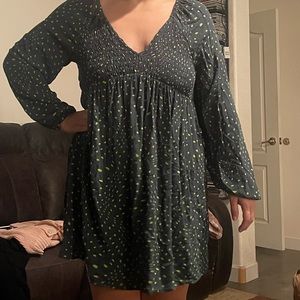 Nordstrom BP Green V-nexk Babydoll Minidress - WORN ONCE